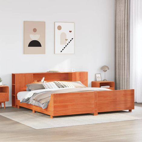 Cadre de lit sans matelas cire marron 200x200cm bois pin massif vidaXL (1/5)