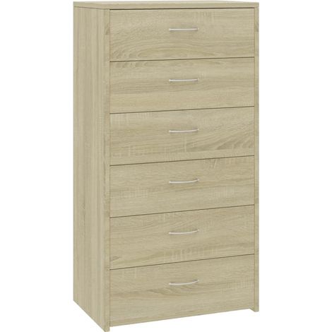 Chiffonnier 6 tiroirs Chêne sonoma 50x34x96