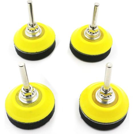 4 pads ponçage velcro - Tige 1/4 pouce - Couche mousse amortissante - Pour perceuse - Polissage doux (1/5)