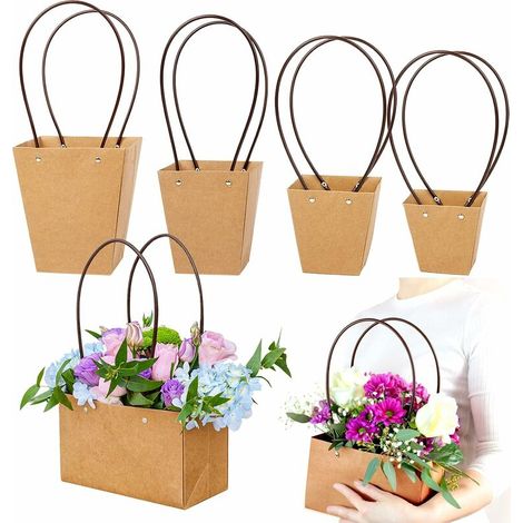 5 Pieces Flower Gift Bags with Handle, Flower Arrangement Bouquets Gift Bag, Oasis Flower Bouquet Waterproof Carrying Box for Floristry (1/5)