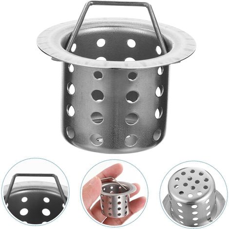 Crépine Évier Acier Inoxydable Panier De Filtrage Pour Évier De Cuisine Bouchon De Vidange Avec Poignée (1/5)