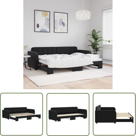The Living Store Lit de jour avec gigogne sans matelas 80x200 cm - Canapé Convertible - Lit Deux Places - Lit Tiroir - Meuble Multifonction - Literie (1/5)