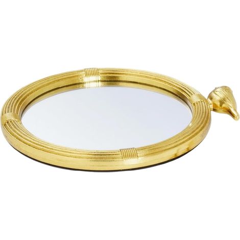 Reflective Bird Detail Round Tray Framed Decorated Centerpiece Round Table, S (1/5)