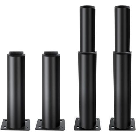 4 Pièces Pieds de Meubles Réglables Pied d'Armoire, Pied Cuisine Réglables pour Les Pièces de Rechange des Meubles,Pieds d'armoire avec des Vis, Noir/18cm (1/5)