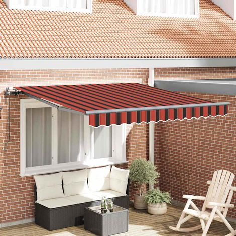 vidaXL Toldo Retráctil Rojo y Negro 350 x 250 cm Tela y Aluminio (1/5)
