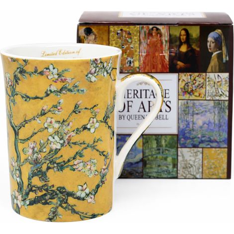 Tazza in porcellana da 300 ml con motivo "Mandorlo in fiore" di Van Gogh, ideale come regalo. (1/5)