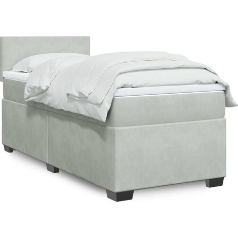 Boxspringbett mit Matratze Hellgrau 90x200 cm Samt