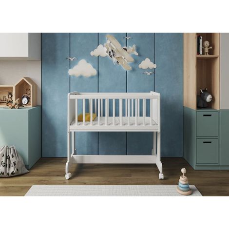 Multifonctionnel 6 en 1 Lit bébé cododo avec Matelas, roulettes 90x40cm Possibilité de Le Transformer en Coffre à Jouets, en Table (1/5)