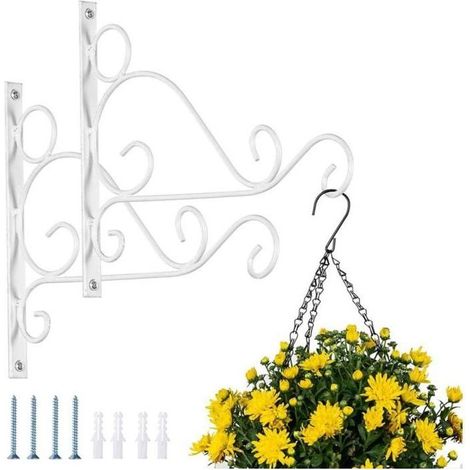 Online Store - 2 Pièces Supports Panier Suspendus Extérieur, Crochets Jardin Métal Blancs, Crochets 30cm Longueur pour Paniers Suspendus (1/5)