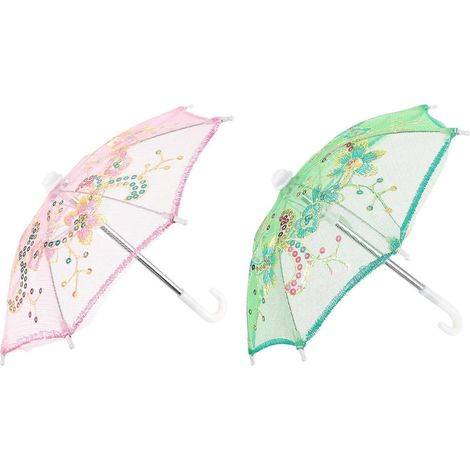 Lot de 2 parapluies de bureau pour poupées, mini parapluies, parapluies décoratifs pour paysages miniatures (1/5)