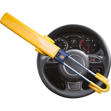 Canne Antivol Voiture Haute Visibilité - Barre Bloque Volant Voiture Volant Convient pour La Caravane De Fourgon De Voiture avec 2 Clés - Jaune Antivol Volant (1/5)