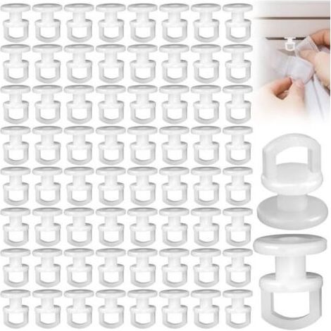 Pair 100 Pièces Coulissant Crochet de Rideau Rail Glisseur, Patins à Rideaux en Plastique, Crochets Coulissants en Plastique pour Anneaux, Rideaux Et Rails(Blanc) (1/5)