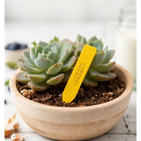 Etiquettes Plantes Plastique PP 10x1.8cm 100 Pcs Jaune Marqueurs Potager Étiquettes nom réutilisables (1/5)