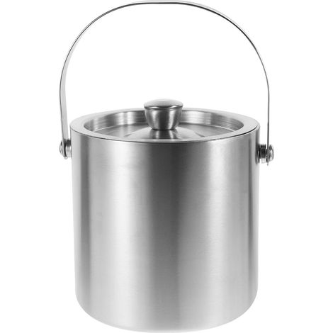 Seau à Glaçons avec Double Paroi Isolante en Acier Inoxydable Isotherme 1,6l Poignée Pratique, pour Ktv et Usage Domestique (1/5)