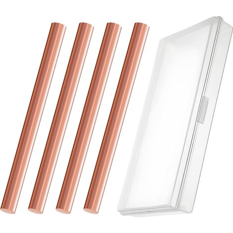 4PCS Barres de cuivre 8mm x 100mm, Longueur 100mm, Diamètre 5mm, Pureté du cuivre 99.9%, Barre ronde en cuivre pur métallique Pour Artisanat DIY Bijoux Modèle (1/5)