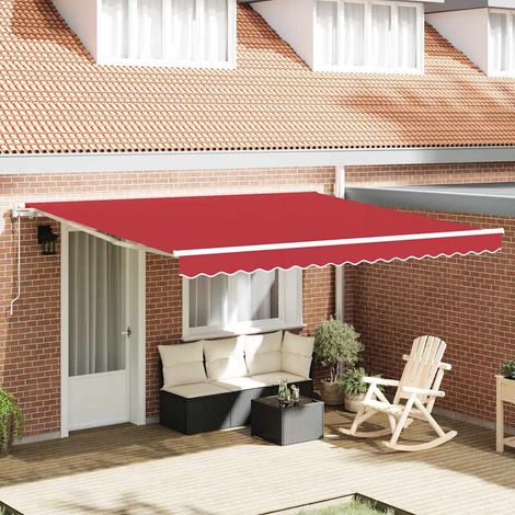 vidaXL Auvent rétractable Rouge 400 × 300 cm Tissu et Aluminium (1/5)