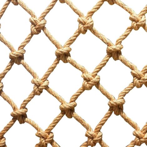 (Size: 1 x 1m (3 x 3ft)) Hemp Rope Net, Protective Hemp Net, Anti-Fall Net for Stairs, Children's Safety Net, Photo Separation Net, Wall Decoration, Ceiling Protection (1/5)