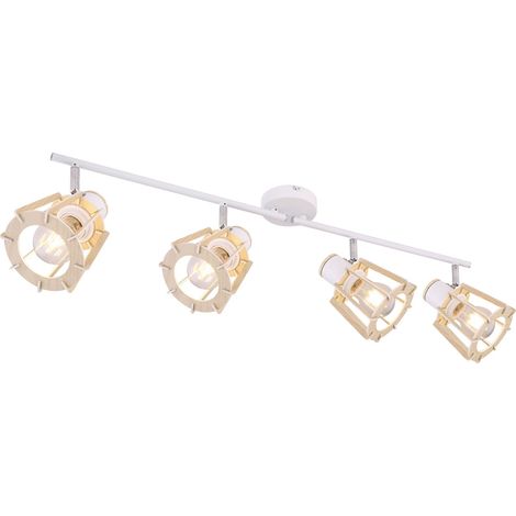 Plafonnier rampe 4 spots design scandinave en bois BLAHA
