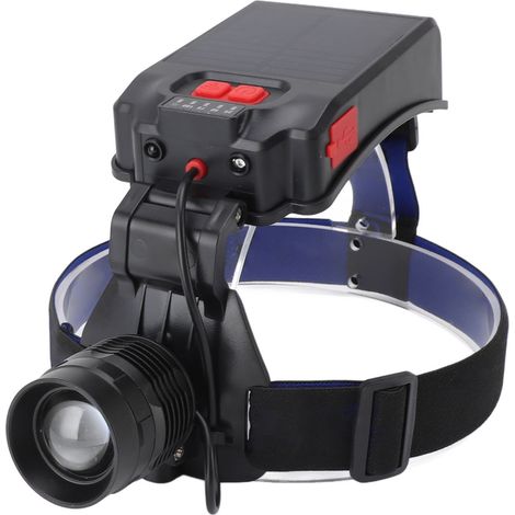 Lampe frontale solaire 2700LM brillante IPX4 étanche 3 modes d'éclairage Lampe frontale rechargeable à capteur avec base réglable à 90° pour la pêche en extérieur,DUBUNS (1/5)