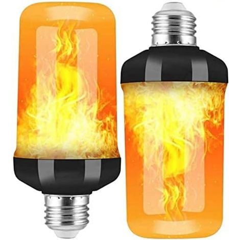 Ampoule à Flamme E27, 2 Pack LED Ampoules Effet de Flamme avec Capteur de Gravité, LED Lumière Scintillante pour Halloween Intérieure/Extérieure/Bar