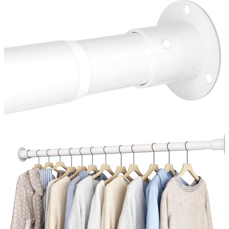 Tringle Penderie Barre de Penderie Extensible Avec Douilles de Fixation Et Vis Tringle Dressing pour Armoire, Penderie, Buanderie, 68-90 cm, Blanc (DiamèTre 32 mm) (1/5)