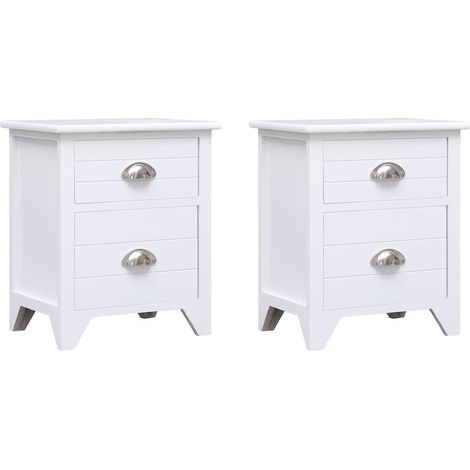 Mesitas de noche con 2 cajones 2 unidades blancas vidaXL (1/5)