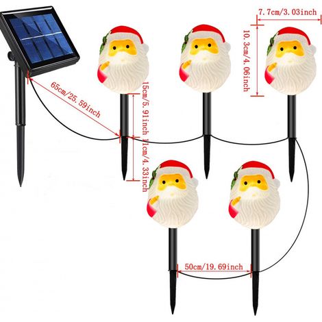 Support pour guirlande lumineuse LED de Noël, décoré d'un motif de tête de Père Noël avec une barbe blanche et un bonnet rouge. BT-76 (1/5)