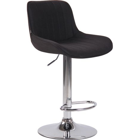 Taburete de bar/trona x1 en tela negra con costuras verticales y estructura de metal cromado 100005881