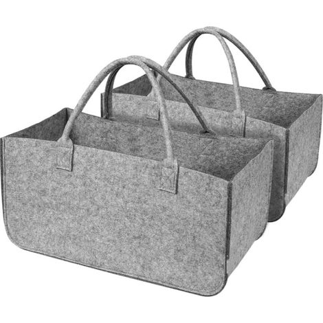 Paquet organisateur de stockage de bois de chauffage de 2 pièces rare de perle, sac de stockage de bois de chauffage, sac à main de bois de chauffage gris (1/5)