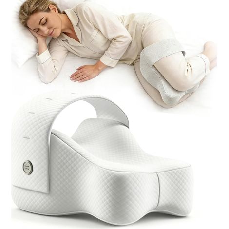Oreiller pour les genoux des personnes dormant sur le côté, oreiller orthopédique en mousse à mémoire de forme pour soulager la pression sur les hanches, le dos, les jambes et la sciatique, avec houss (1/5)