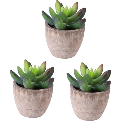 3pièces Plante Succulente Artificielle Pot Décoration De Bureau Réaliste pour Maison Et Bureau Vert (1/5)