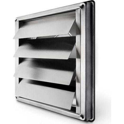 Grille Ventilation 150 mm Automatique Grille de Hotte Résistant aux Intempéries/Mesure carrée 184x184mm / Aeration Inox (1/4)