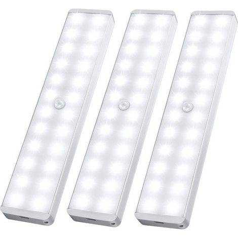 Éclairage LED pour penderie, variateur 24 LED, détecteur de mouvement rechargeable par USB (1/5)