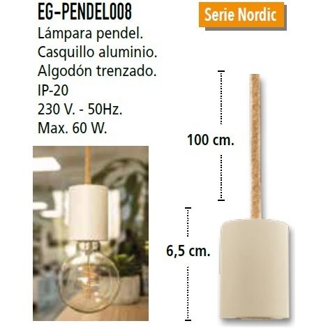 PENDEL METAL BLANCO LISO CUERDA ENERGEEKS EG-PENDEL008 (1/4)