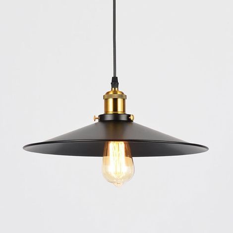 Lustre industriel en métal et fer forgé, abat-jour E27, une tête réglable, éclairage rétro, idéal pour restaurants, bars, couloirs et allées. Suspension, plafonnier, une couleur - 36 cm. (1/5)