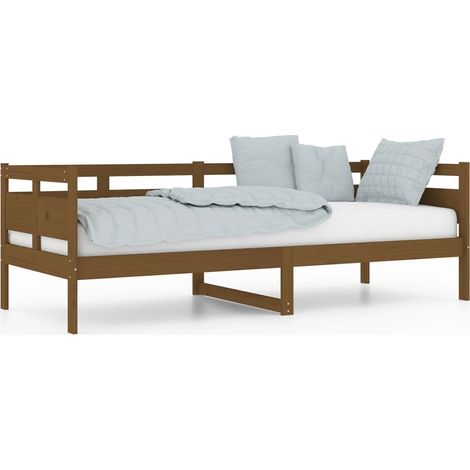 Lit adulte pour 1 personnes, Structure de lit, Assemblage Facile, Lit de jour Marron miel Bois massif de pin 80x200 cm OIB5048E (1/4)