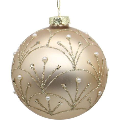 Preziosa Luxury Home Sfera Natale in Vetro con Decori Microperline D 10 Cm Oro