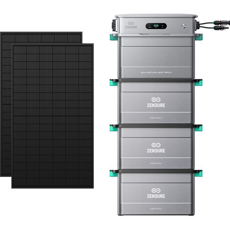 Zendure SolarFlow 800 Pro 2 - Stockage énergétique solaire domestique 800W, gestion intelligente, IP65, avec 450Wx2 Panneau Bifacial, avec 3xAB2000L