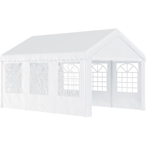 easycomfort tendone per feste 6x4m con pareti rimovibili, porte e 6 finestre, bianco (1/5)