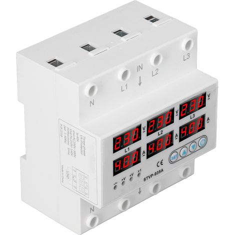 Disjoncteur protection tension courant réglable triphasé écran digital réarmement auto relais 220V 380V 40A 1-40A (1/5)