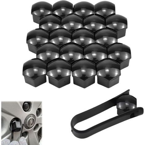 Cache Ecrou 17 mm, 20 Pièces 17mm Boulon Ecrou Couvre, Capuchons Protection Hexagonal pour écrous De Roue, Cache Boulon Universels 17mm(Gris) (1/5)