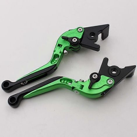 Convient pour la moto Aprilia Shiver SHIVER900, levier de frein, d'embrayage et de klaxon modifié en alliage d'aluminium (vert, 1 paire télescopique) (1/5)