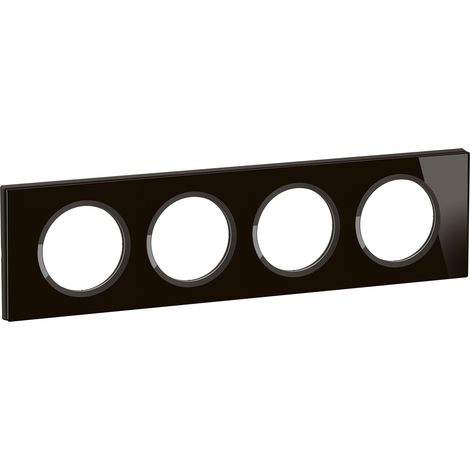 Legrand - Plaque de finition Céliane 4 postes - Verre Onyx Noir