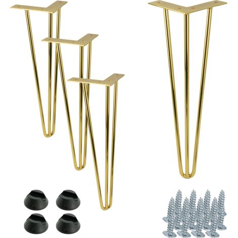 4er Set Hairpin Legs, Goldglanz, Höhe 41cm, für einen Tisch (1/5)