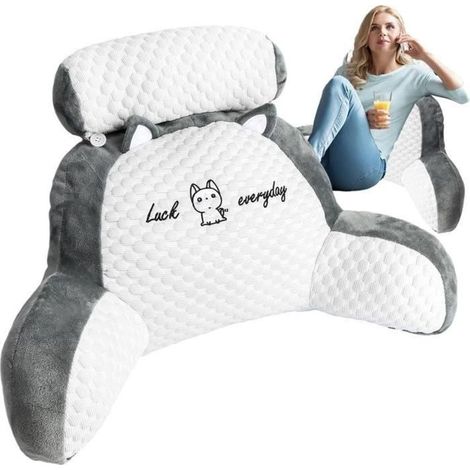 Lesekissen – Optimaler Komfort – Große Rückenlehne – Abnehmbarer Bezug – Ergonomisches Design – Weiß