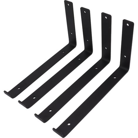 Lot de 4 supports d'étagère en L, en métal robuste, installation facile, supportant une charge importante, pour la maison, le bureau ou le garage (9,8 pouces). (1/5)