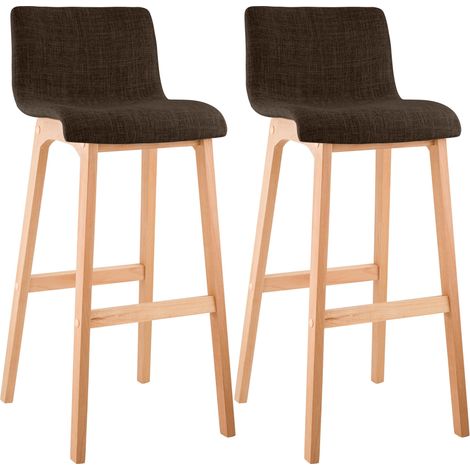 2er Set Barhocker Hover Stoff Vierfußgestell Natura braun