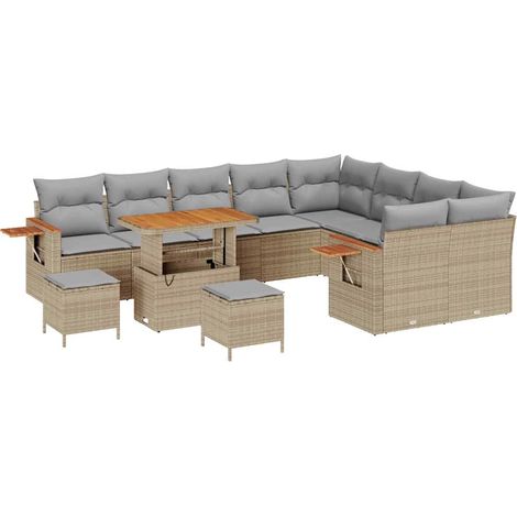 Maison Exclusive - Set Divano da Giardino 13 pz 9-Numero di posti (1/5)