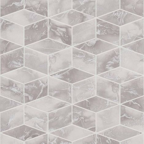 BRICOFLOR Papier peint Gris | Papier peint Graphique & Géométrique - 10,05 x 0,53 m (1/5)