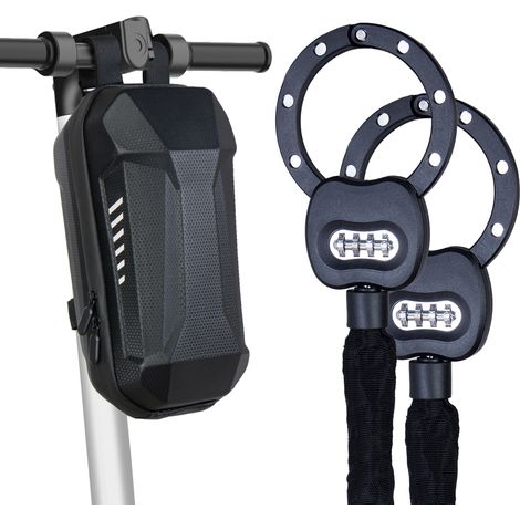 Todeco – Antivol pour trottinette électrique 8mm – Chaîne en acier trempé – Serrure à code 4 chiffres – Sac de rangement étanche inclus (1/5)